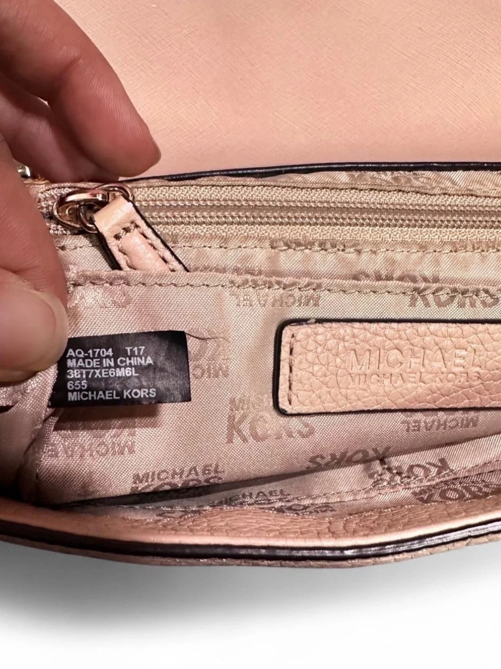 MICHAEL Michael Kors Blush Pink Pebbled Leather Chain Crossbody